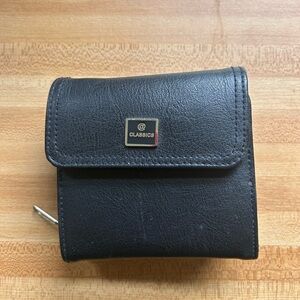 Vintage, black tri-fold women’s wallet, 1990s, man made materials
